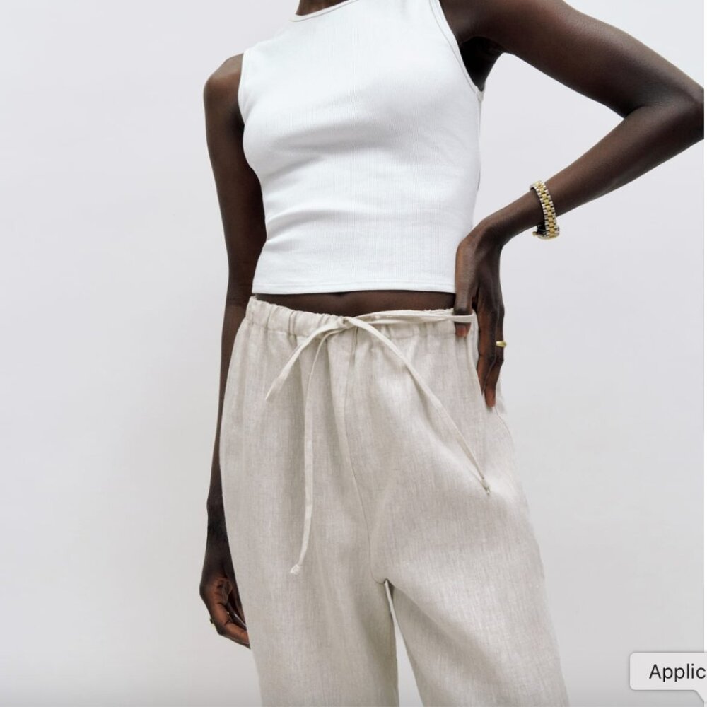 Reformation Olina Linen Pant Oatmeal - Size XS